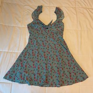 Floral Print Dress with Tie Front and Zip Back